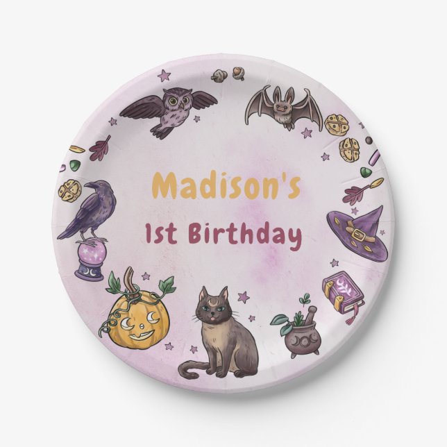 Prato De Papel Placa de Papel de Aniversário de Halloween Spooky (Frente)