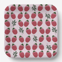 Prato De Papel Placa de Papel de Aniversário de Morango com Aquar