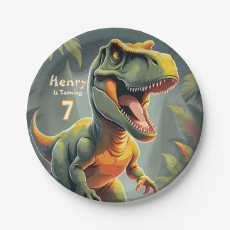 Prato De Papel Placa de Papel de Aniversário do Dinossauro T Rex