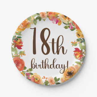 Prato De Papel Placa de papel de aniversário Floral 18