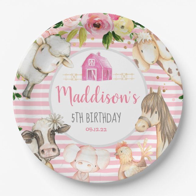 Prato De Papel Placa de papel de aniversário para Fazenda (Frente)