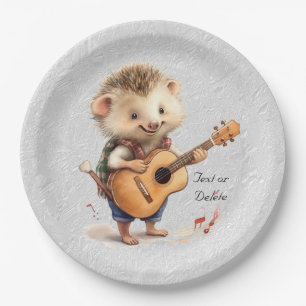 Prato De Papel Placa de papel de aquarela Feliz Hedgehog