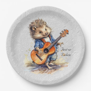 Prato De Papel Placa de papel de aquarela Feliz Hedgehog