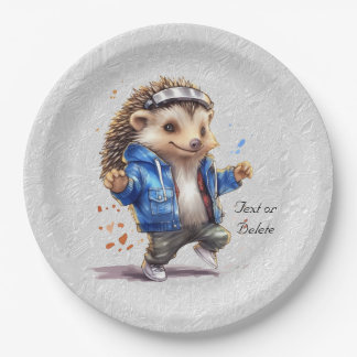 Prato De Papel Placa de papel de aquarela Feliz Hedgehog