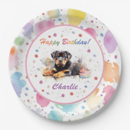 Prato De Papel Placa de papel de aquarela rottweiler