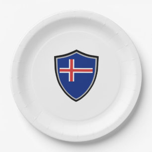 Prato De Papel Placa de papel de bandeira do escudo islandês