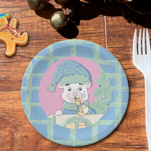 Prato De Papel Placa de Papel de Biscoito Comendo Urso Polar Doce