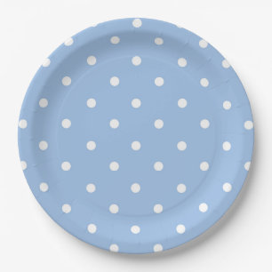 Prato De Papel Placa de papel de Bolinhas azul branca