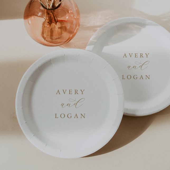 Prato De Papel Placa de Papel de Bolo Elegante Dourada (Criador carregado)