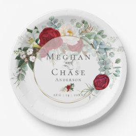 Prato De Papel Placa de Papel de Casamento | Buquê Vermelho Vibra