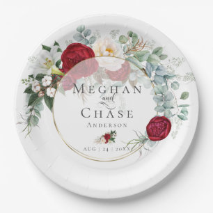 Prato De Papel Placa de Papel de Casamento   Buquê Vermelho Vibra