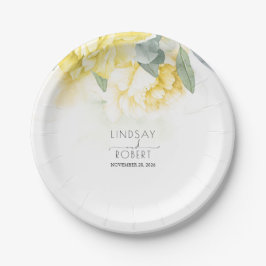 Prato De Papel Placa de Papel de Casamento com Aquarelas Florais