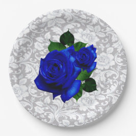Prato De Papel Placa de Papel de Casamento de Rosas Azuis Elegant