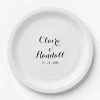 Placa de papel de casamento preto e branco minimal