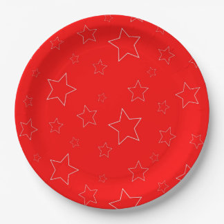 Prato De Papel Placa de Papel de Estrelas Vermelhas