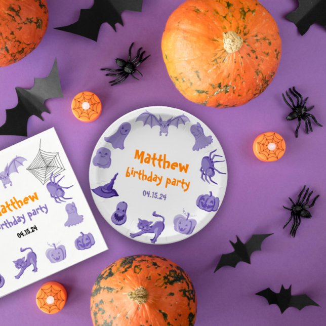 Prato De Papel Placa de papel de festa de aniversário com o tema  (Halloween-themed birthday party Paper Plate
)