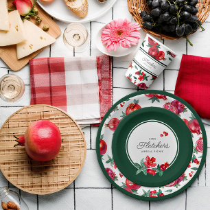 Prato De Papel Placa de Papel de Flor de Romã Botânica