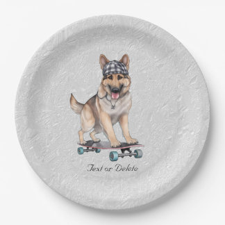 Prato De Papel Placa de papel de German shepherd de aquarela