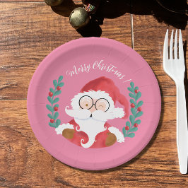 Prato De Papel Placa de papel de Natal rosa para Papais noeis sus