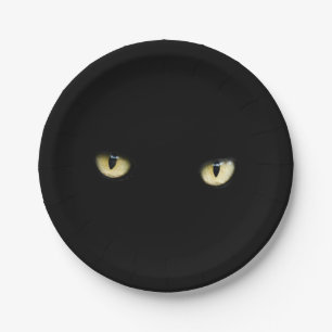 Prato De Papel Placa de papel de olhos pretos para gatos