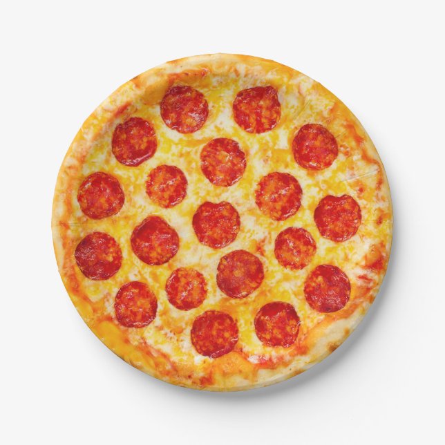 Prato De Papel placa de papel de pizza de pepperoni para esse (Frente)