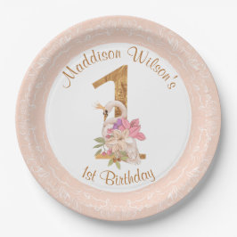 Prato De Papel Placa de papel de primeiro aniversario de Swan par