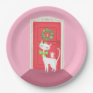 Prato De Papel Placa de papel de rato e gato retrátil de Natal