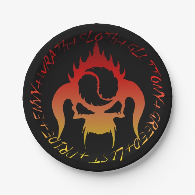 Prato De Papel Placa de papel de sete pecados mortais (Frente)