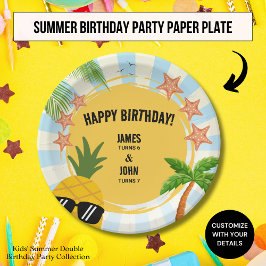 Prato De Papel Placa de Papel de Tema de Aniversário de Verão Inf