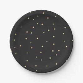 Prato De Papel Placa de papel descartável de polkadot preto e Dou
