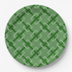 Prato De Papel Placa de Papel - Diamantes Intertecidos em Verde