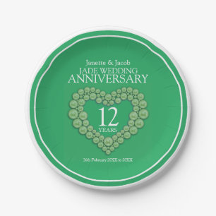 Prato De Papel placa de papel do 12o coração do aniversário de