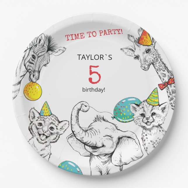 Prato De Papel Placa de papel do 5 Anniversário (Frente)