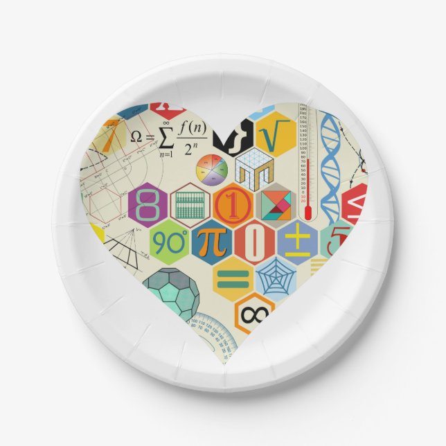 Prato De Papel placa de papel do amor da matemática (Frente)