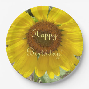 Prato De Papel Placa de papel do aniversário amarelo brilhante d
