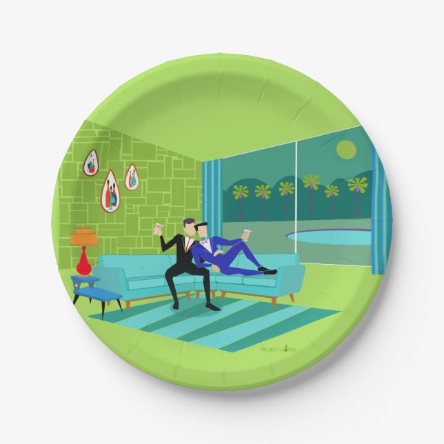 Prato De Papel Placa de papel do Casal Romântico (Frente)