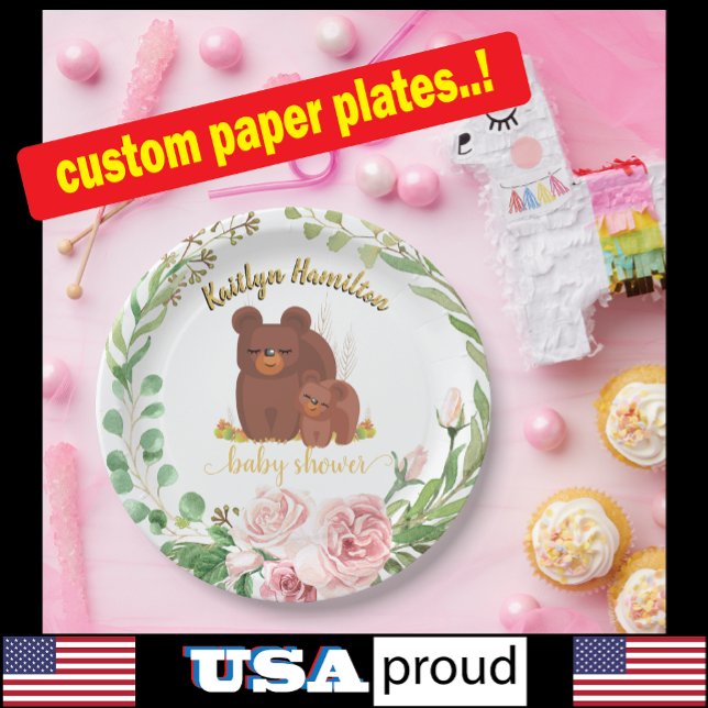 Prato De Papel Placa de papel do Chá de fraldas do Cubo do Urso d (Criador carregado)