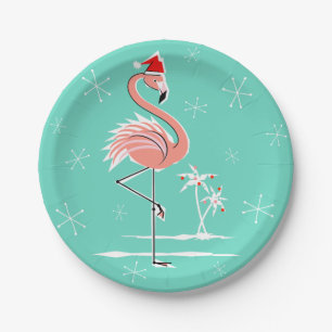 Prato De Papel Placa de papel do flamingo do Natal