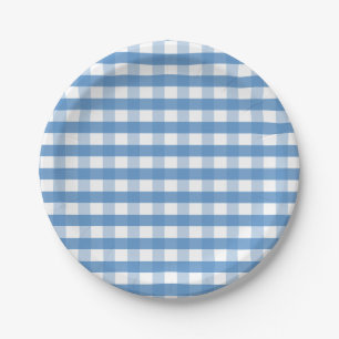 Prato De Papel Placa de papel do guingão branco azul