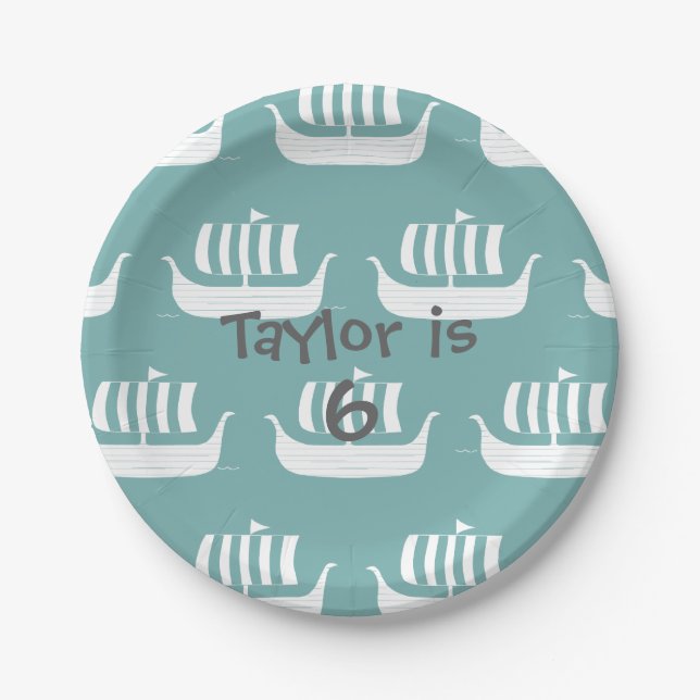 Prato De Papel Placa de papel dos navios de Viking (Frente)