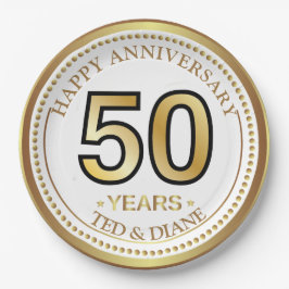 Prato De Papel Placa de papel dourada elegante com texto editável