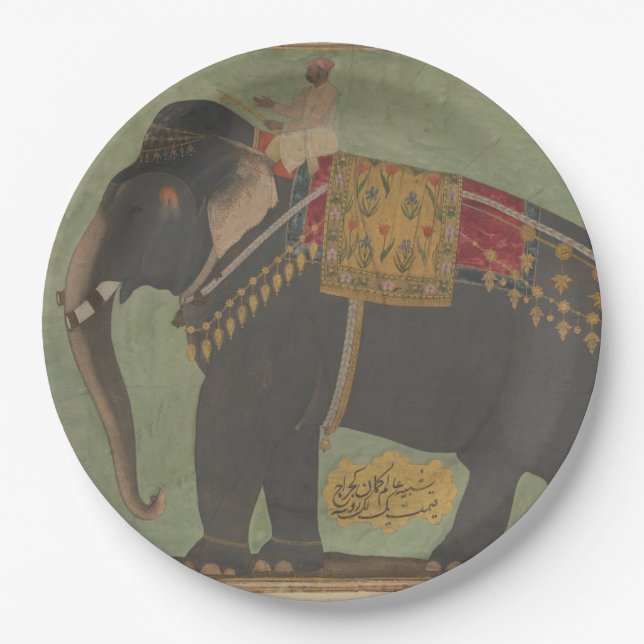Prato De Papel Placa de Papel Elefante de Mughal (Frente)