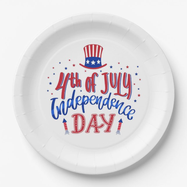 Prato De Papel Placa de papel em 4 de julho (Frente)