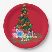 Placa de papel em árvore de Natal
