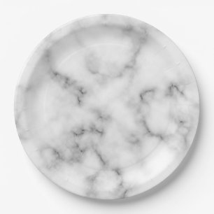Prato De Papel Placa de papel em forma de mármore preto e branco