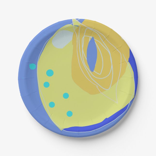 Prato De Papel Placa de papel em formas circulares expressivas (Frente)