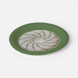 Prato De Papel Placa de Papel - Espiral Verde em Crochet