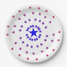 Placa de Papel - Estrelas em Vermelho e Azul