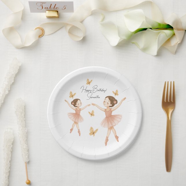 Prato De Papel Placa de papel Festa de aniversário da Ballerina - (Casamento)