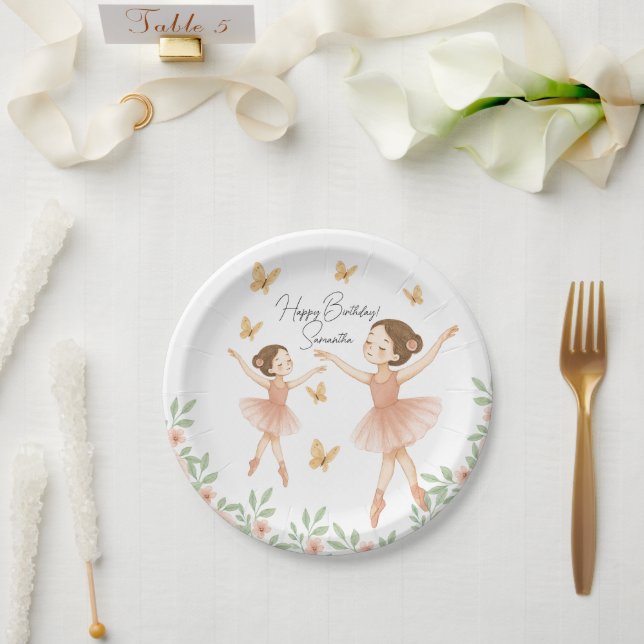 Prato De Papel Placa de papel Festa de aniversário da Ballerina - (Casamento)